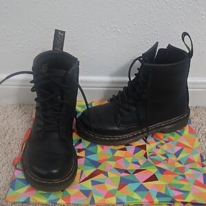Black Leather Lace-Up Boots